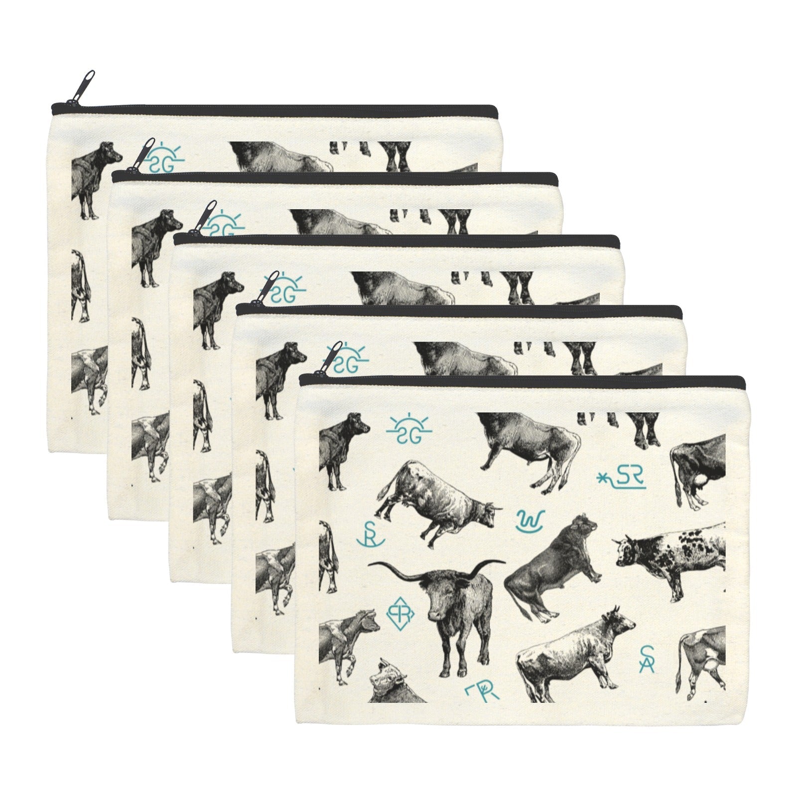 Baha Ranch Cattle Brands Cosmetic Bag Pack of 5 Made in America by Baha Ranch Western Wear - product image 2
