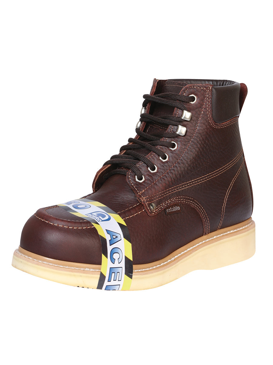 ESTABLO Men’s Steel Toe Leather Lace-up Work Boot - Made in Mexico - Shedron 91310
