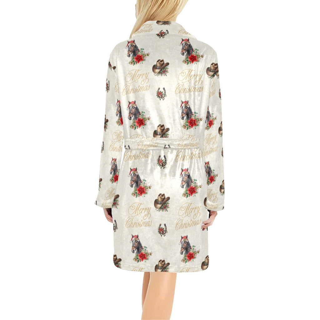 Baha Ranch Christmas Horses Western Fleece Bathrobe by Baha Ranch Western Wear - product image 2