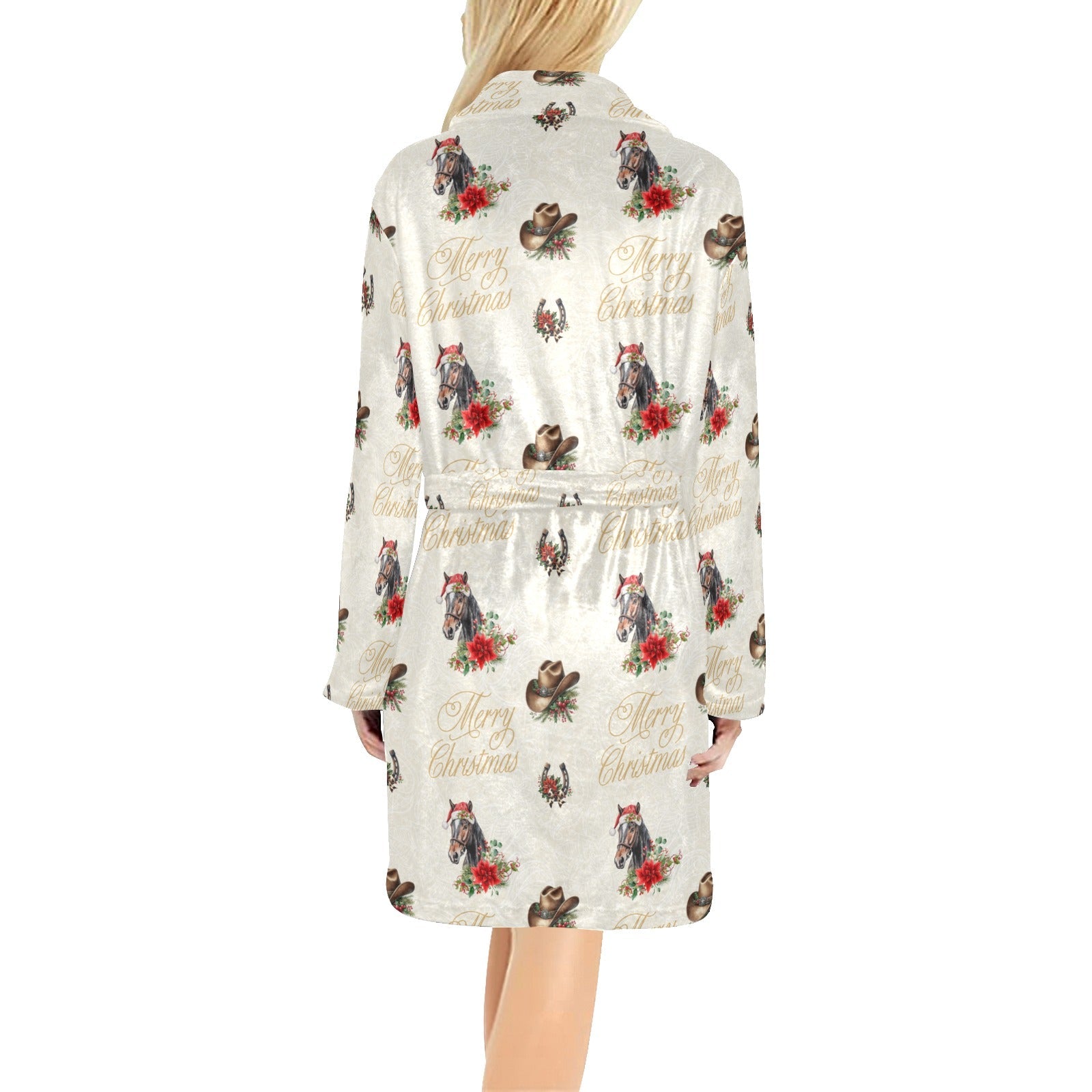 Baha Ranch Christmas Horses Western Fleece Bathrobe by Baha Ranch Western Wear - product image 2