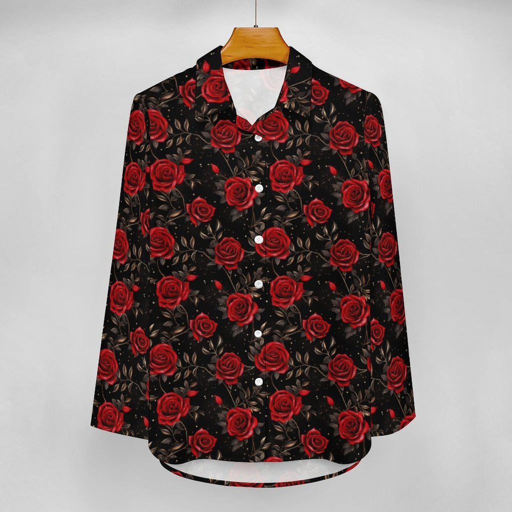 Colores De Mexico Romantic Red Roses Button Up Blouse by Baha Ranch Western Wear - product image 3