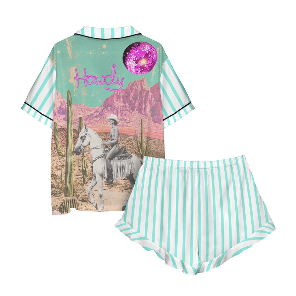 Baha Ranch Retro Pop Western Howdy Desert Cowgirl Satin Pajamas by Baha Ranch Western Wear - product image 7