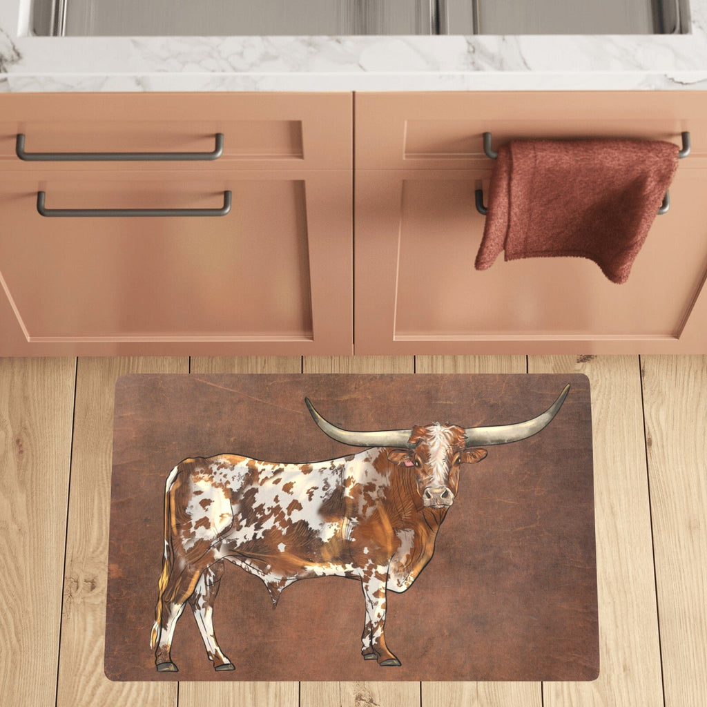 Longhorn Western Kitchen Floor Mat 32" x 20" Made in America by Baha Ranch Western Wear