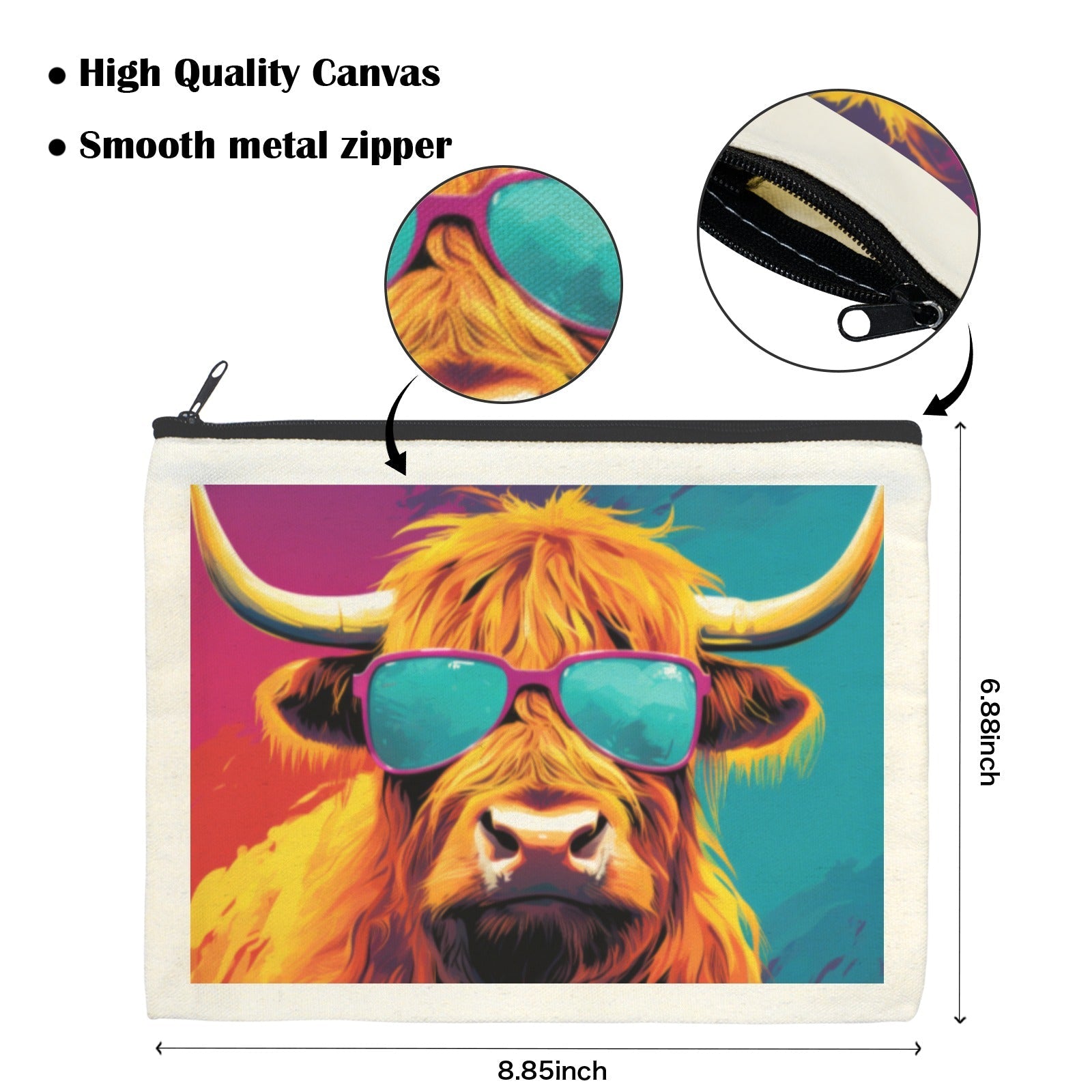 Baha Ranch Cool Highland Cow Cosmetic Bag Pack of 5 Made in America by Baha Ranch Western Wear - product image 3