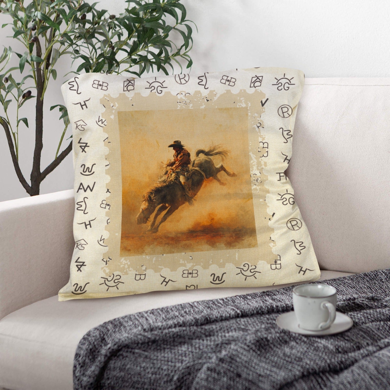 Baha Ranch Vintage Rodeo Stamp Throw Pillow Made in America by Baha Ranch Western Wear