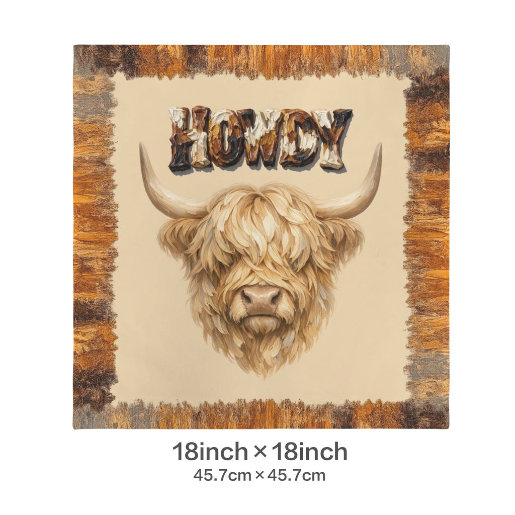 Baha Ranch Velvety Soft Howdy Highland Pillow Cover Made in America by Baha Ranch Western Wear - product image 3