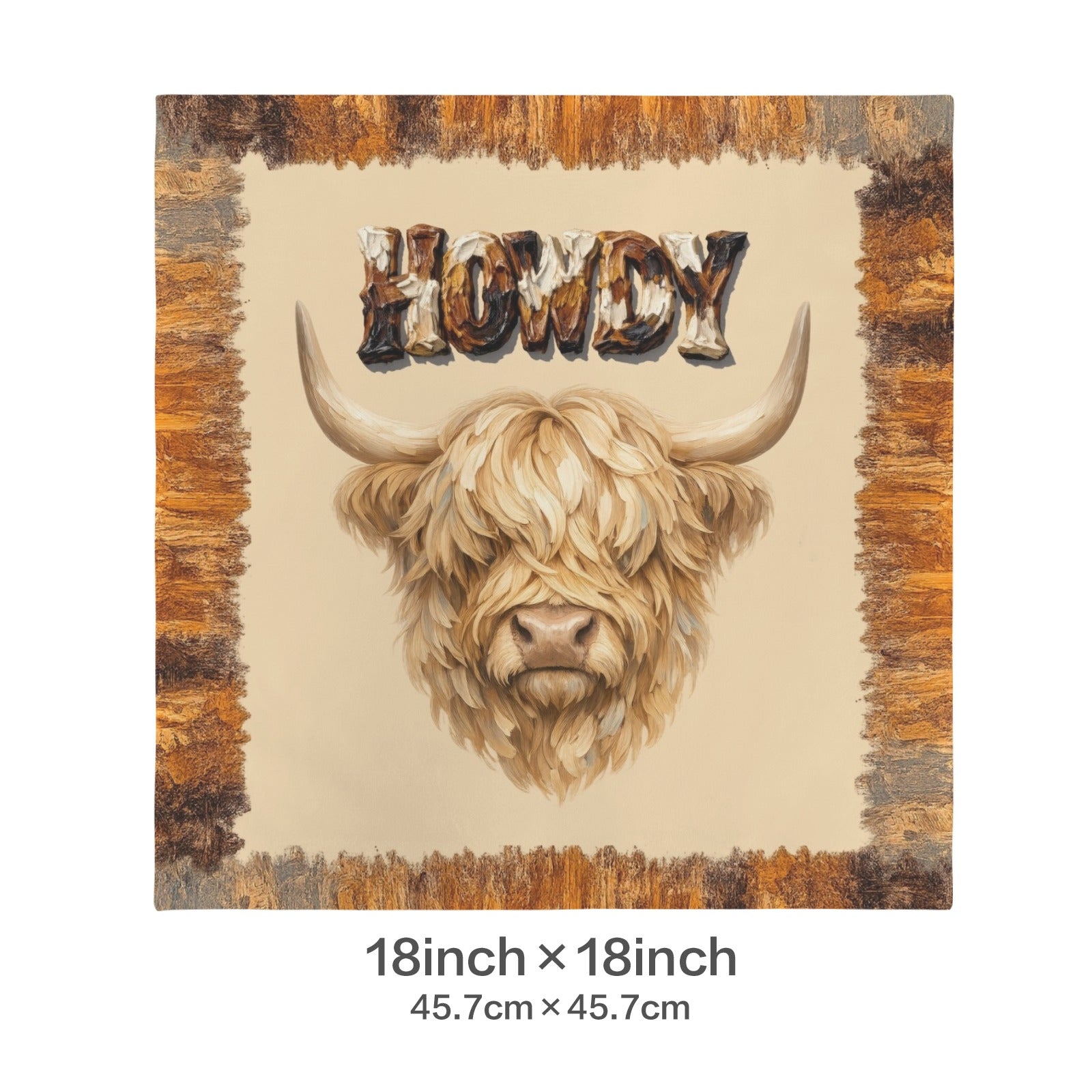 Baha Ranch Velvety Soft Howdy Highland Pillow Cover Made in America by Baha Ranch Western Wear - product image 3