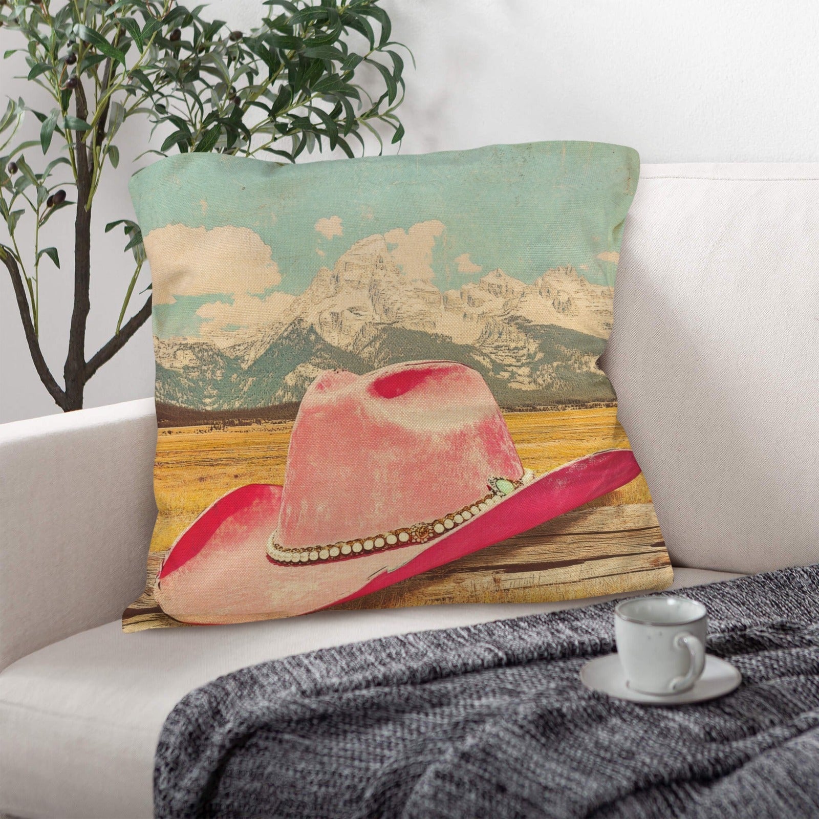 Baha Ranch Retro Pop Western Pink Hat Pillow Case Made America by Baha Ranch Western Wear - product image 2