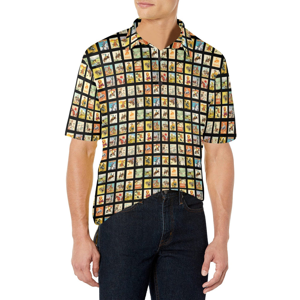 Baha Ranch Cowboy Collage Men's Western Polo Style Shirt by Baha Ranch Western Wear - product image 4