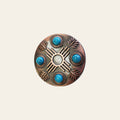 1 1/2" Hilason Western Horse Concho Antique Copper Turquoise Stone Brown