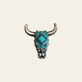 1 1/2" Hilason Western Horse Concho Antique Nickel With Turquoise Steer Head