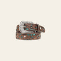 1 1/2 In Ariat Belt Siler Buckle Brown Leather Strap Ladies Turquoise