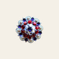 1.5" Hilason Western Style Silver Berry Rhinestone Bling Tack Headstall Saddle Concho Red/Blue