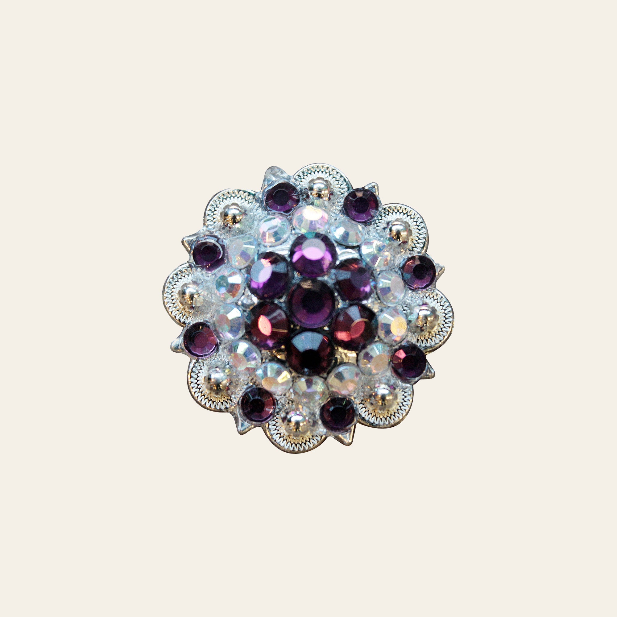 HILASON Western Berry Conchos Glass Rhinestones Bling Tack Cowgirl Amethyst-Crystalab Color | Slotted