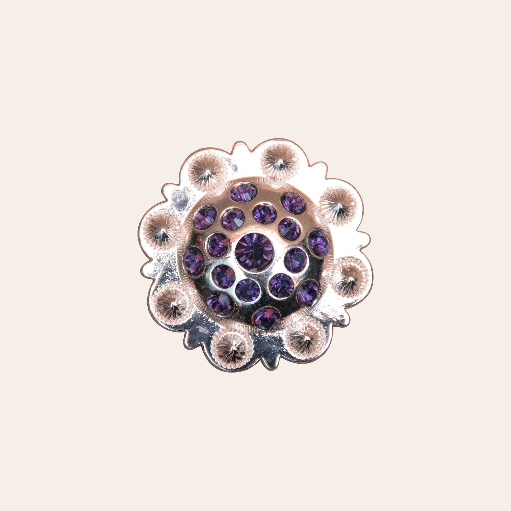 1.5 Inch HILASON Western Screw Back Purple Crystals Berry Concho Saddle & Tack