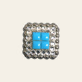 HILASON Turquoise Stone Clear Crystal Square Nickle Concho Saddle | Western Belt Slotted Conchos