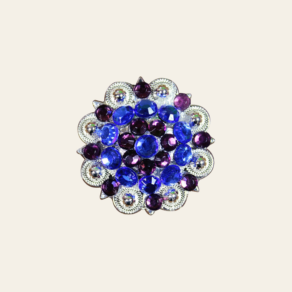 HILASON Western Berry Conchos Glass Rhinestones Bling Tack Cowgirl Blue-Purple Color | Bridle Slotted