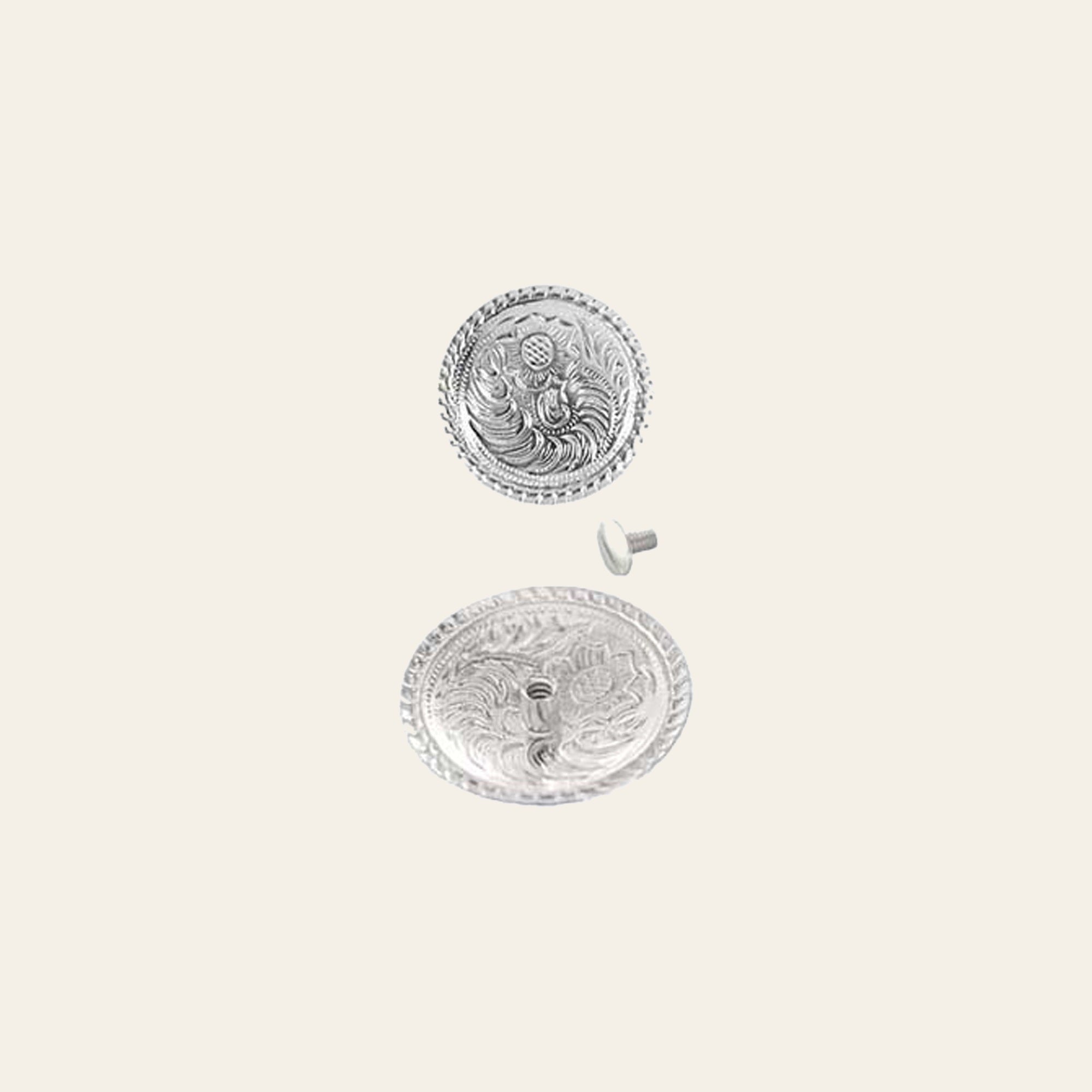 Hilason 1" Silver Plated Floral Round Western Concho with Screw Back