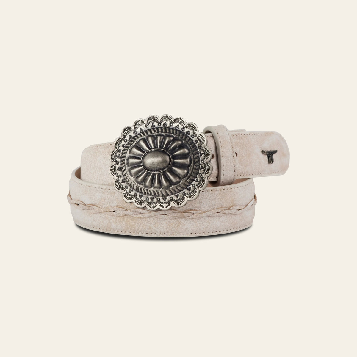 1.5 Woven Braided Belt with Round Buckle - Ceramic Crackle