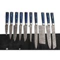 10 Piece Damascus Kitchen Knife Set with Blue Pakkawood Handles