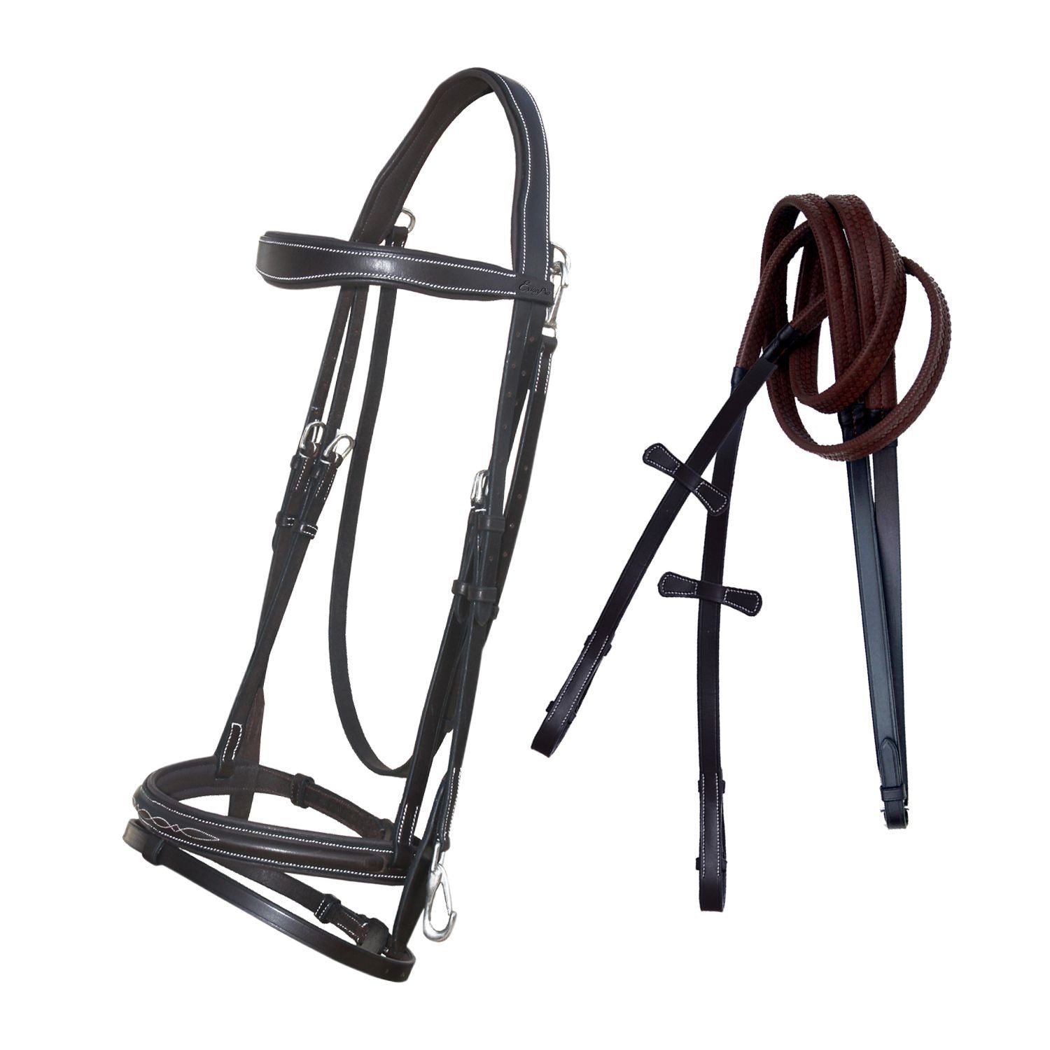 ExionPro Quick Release Snaffle Jumping Bridle with Rubber Reins by Bridles & Reins