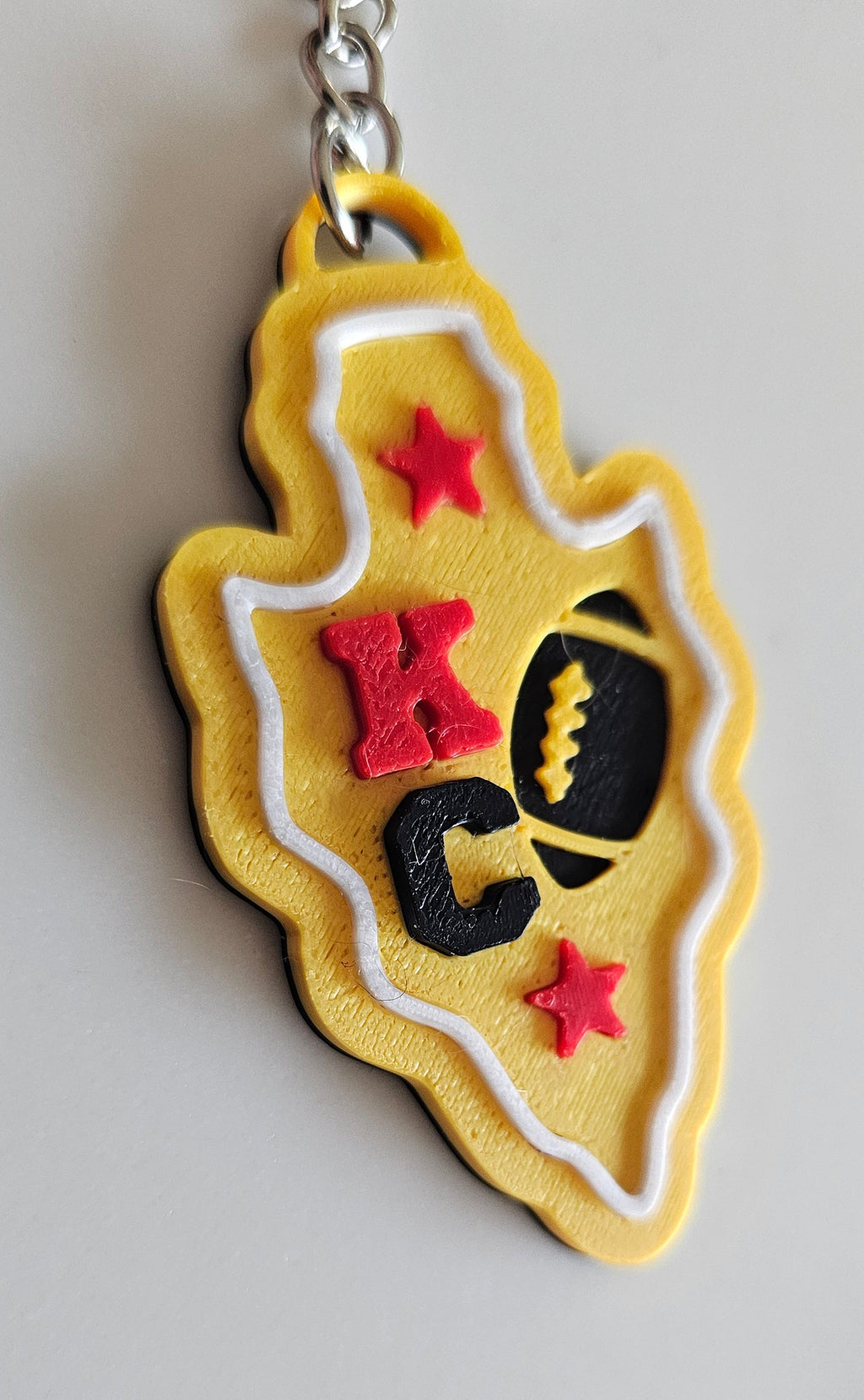 Set of 3 3D Print Chiefs Arrowhead Kc Kansas City Football Keychains Made in America by Baha Ranch Western Wear - product...