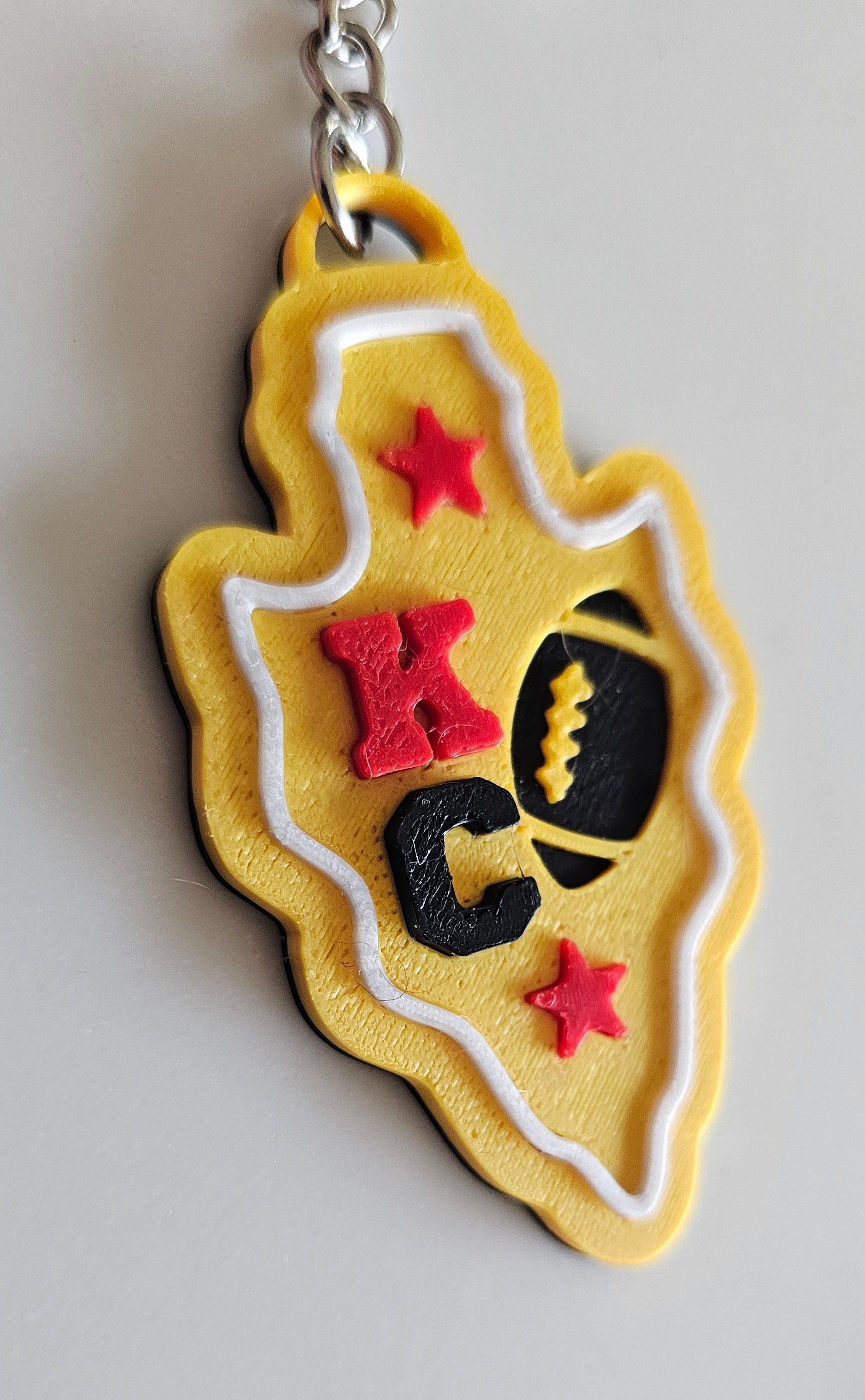 Set of 3 3D Print Chiefs Arrowhead Kc Kansas City Football Keychains Made in America by Baha Ranch Western Wear - product...