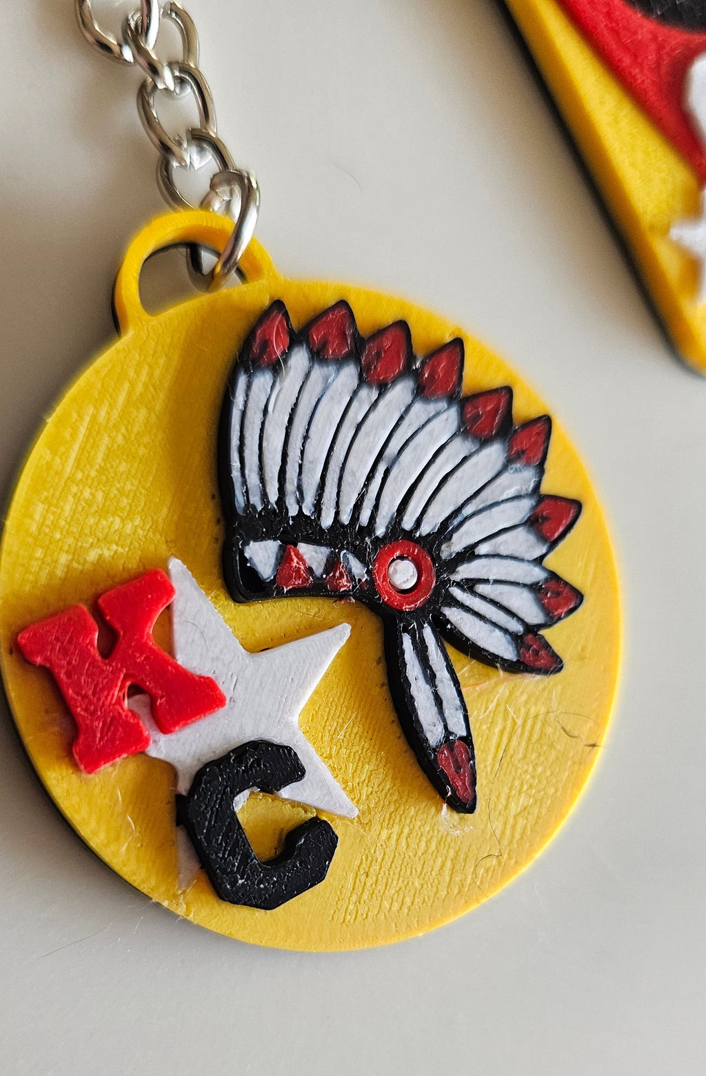 Set of 3 3D Print Chiefs Arrowhead Kc Kansas City Football Keychains Made in America by Baha Ranch Western Wear - product...