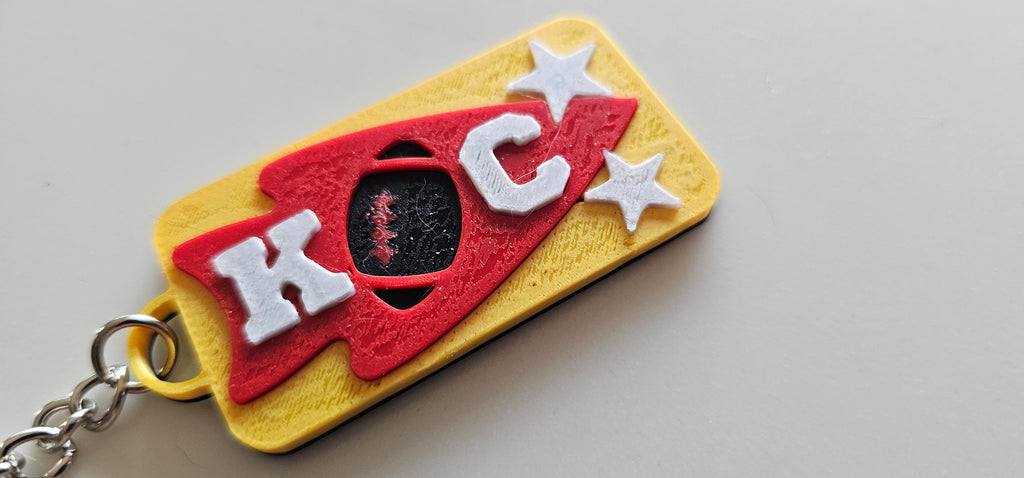Set of 3 3D Print Chiefs Arrowhead Kc Kansas City Football Keychains Made in America by Baha Ranch Western Wear - product...