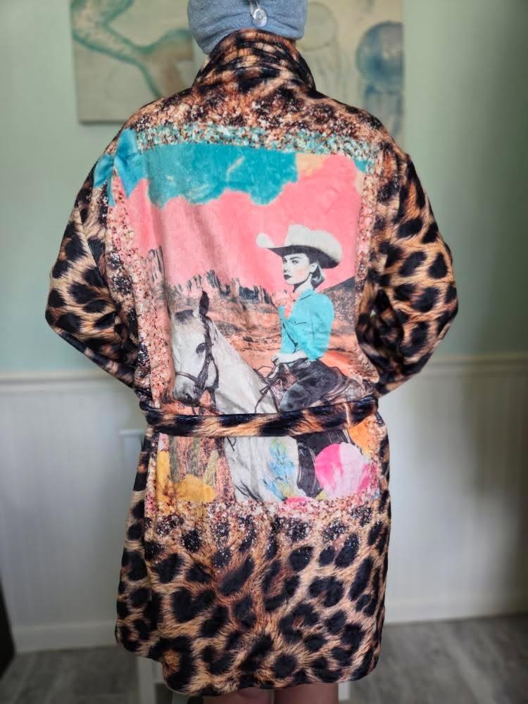 Baha Ranch Retro Pop Western Leopard Cowgirl Robe by Baha Ranch Western Wear - product image 6