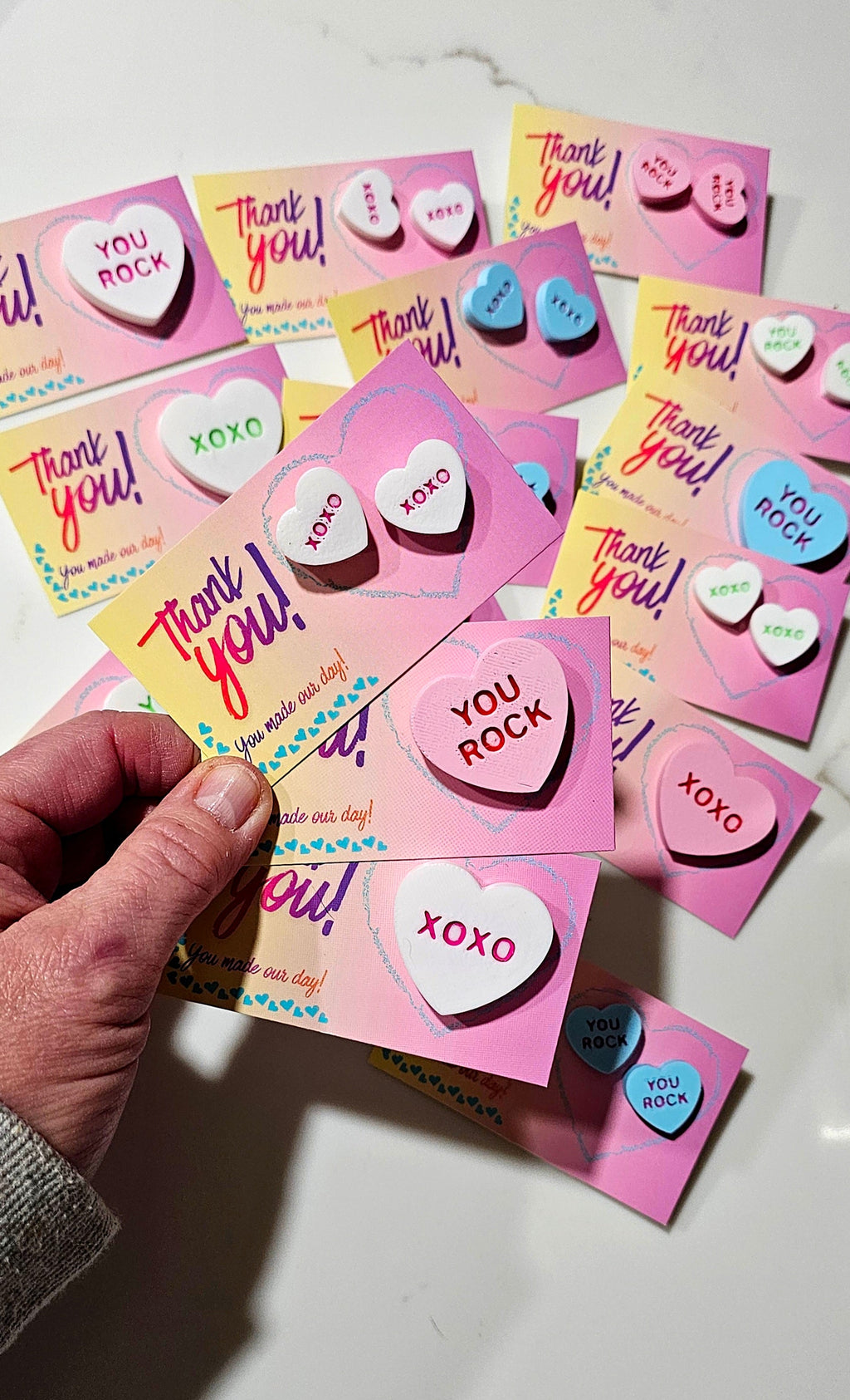 Bag of 25 -Boutique 3d Printed Package Inserts Candy Message Heart Pins or Earrings Made in America by Baha Ranch Western...