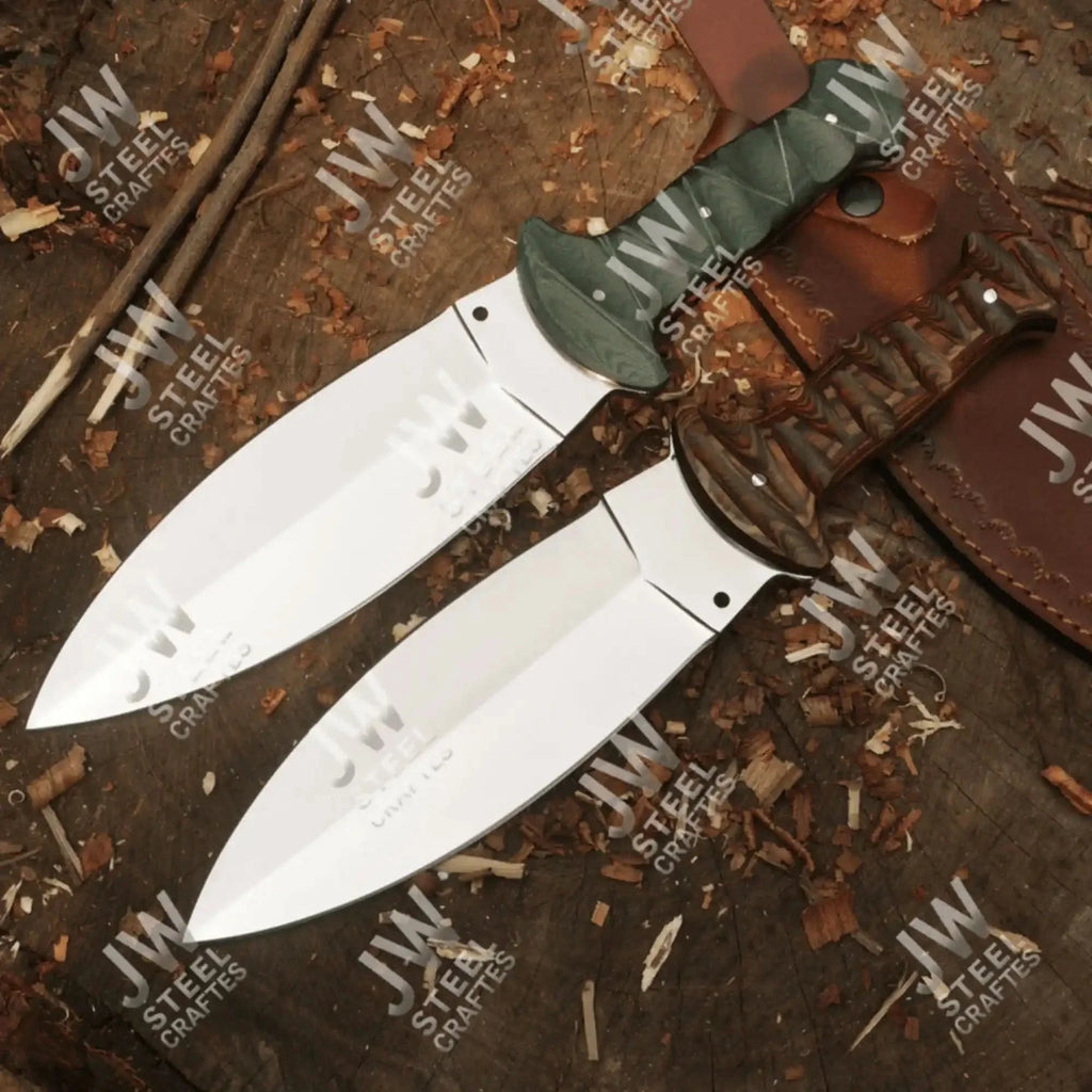 Handcrafted J2 Stainless Steel Boot Knife | Pakka Wood Handle | Leather Sheath | 13.5" Hunting Blade