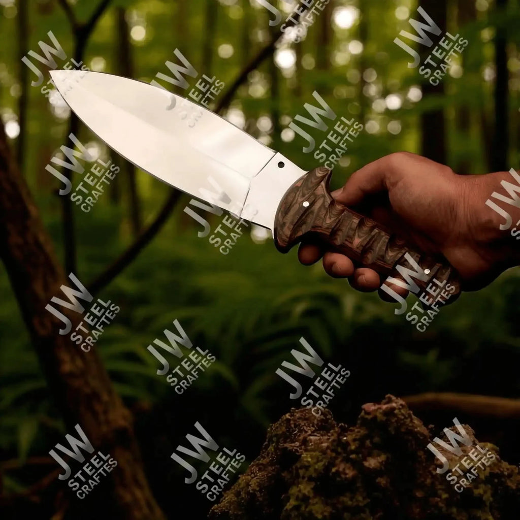 Handcrafted J2 Stainless Steel Boot Knife | Pakka Wood Handle | Leather Sheath | 13.5" Hunting Blade