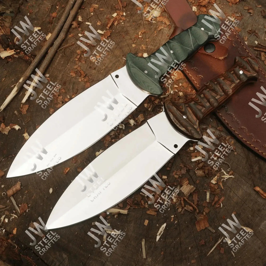 Handcrafted J2 Stainless Steel Boot Knife | Pakka Wood Handle | Leather Sheath | 13.5" Hunting Blade