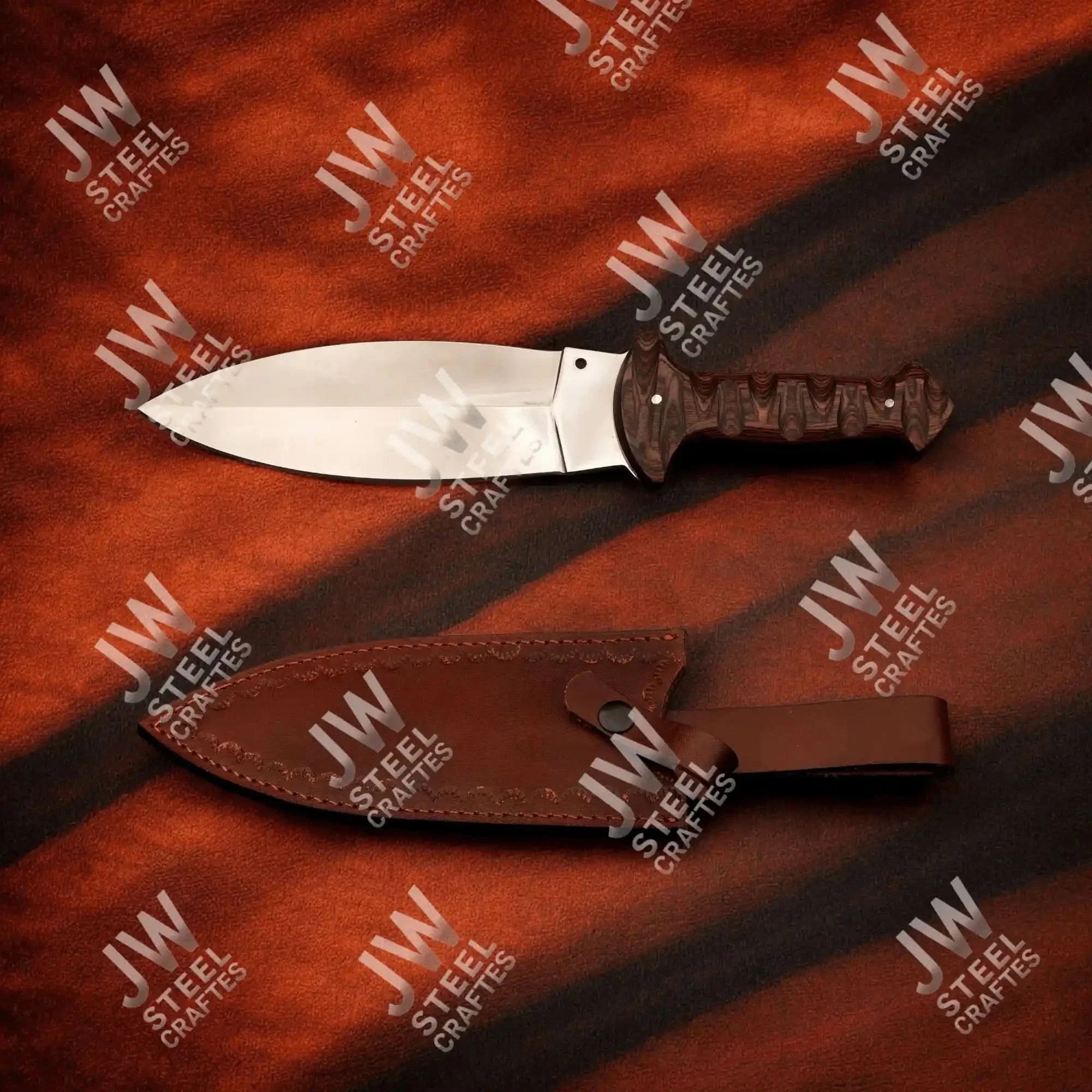 Handcrafted J2 Stainless Steel Boot Knife | Pakka Wood Handle | Leather Sheath | 13.5" Hunting Blade