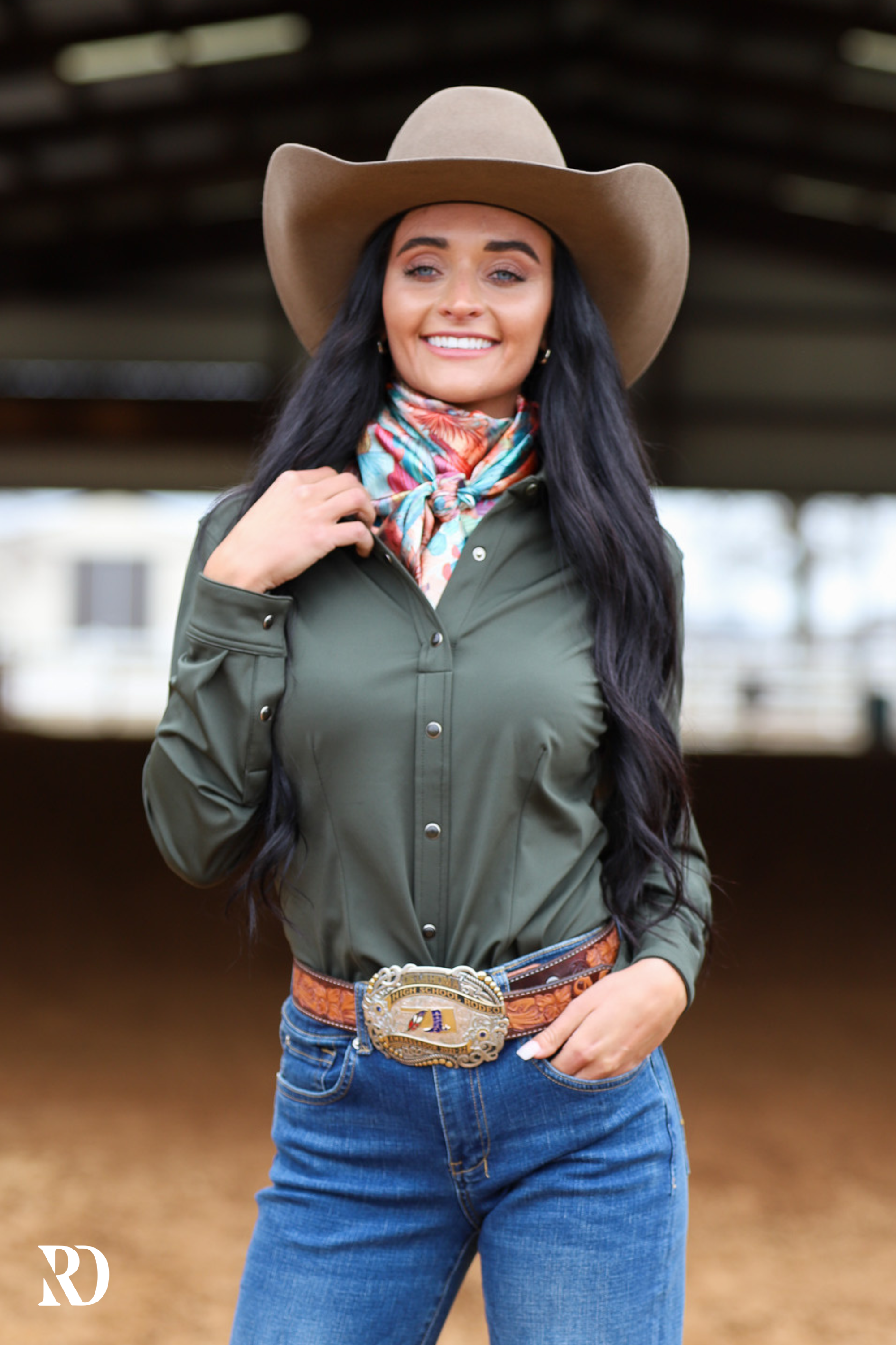 Olive Solid Performance Rodeo Shirt — view 5