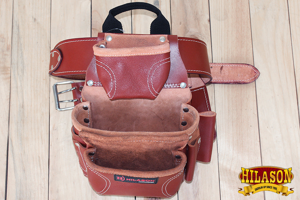 HILASON Leather Tool Bag Construction Handyman Farmers Organizer Storage Bags For Men Electrician Tools Home & Wood Work