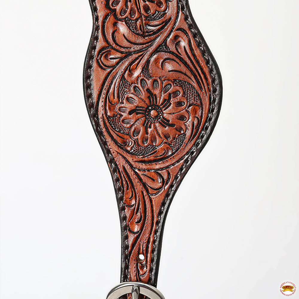 Hilason Western Leather Spur Straps Brown Floral Carving Rustic Vintage