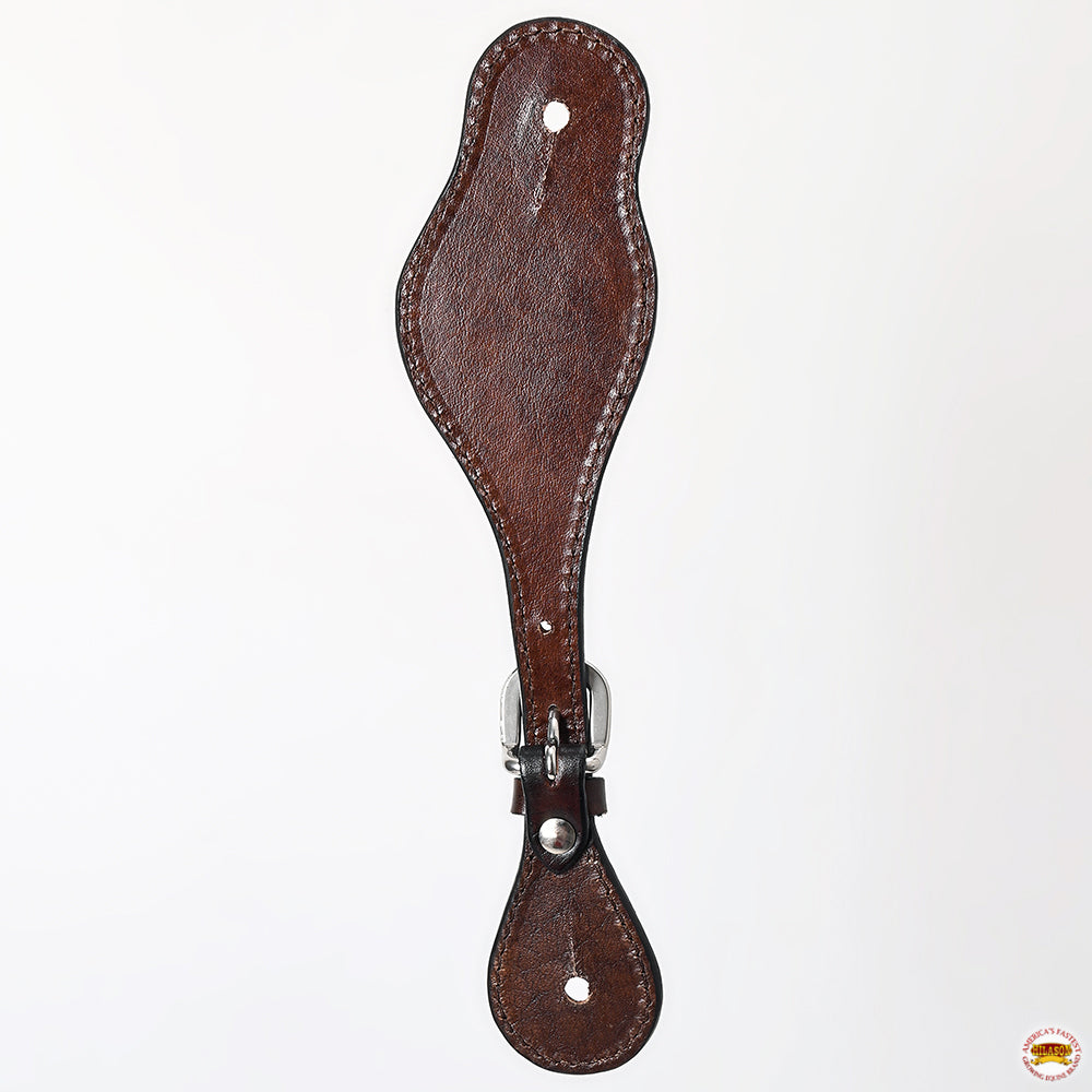 Hilason Western Leather Spur Straps Brown Floral Carving Rustic Vintage
