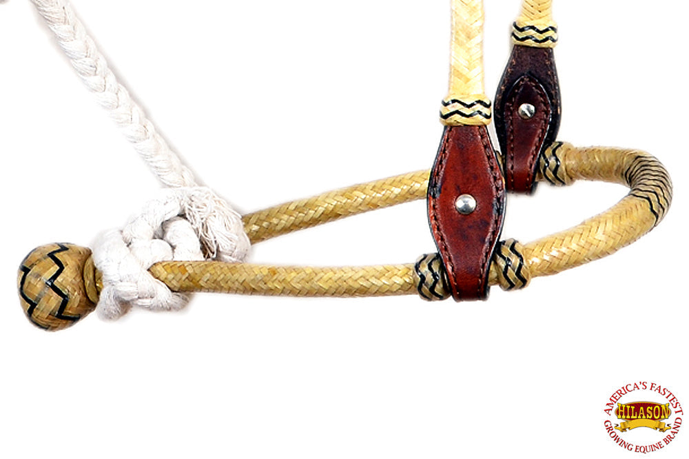 Hilason Premium Rope & Leather Noseband Halter with Lead – Adjustable & Durable