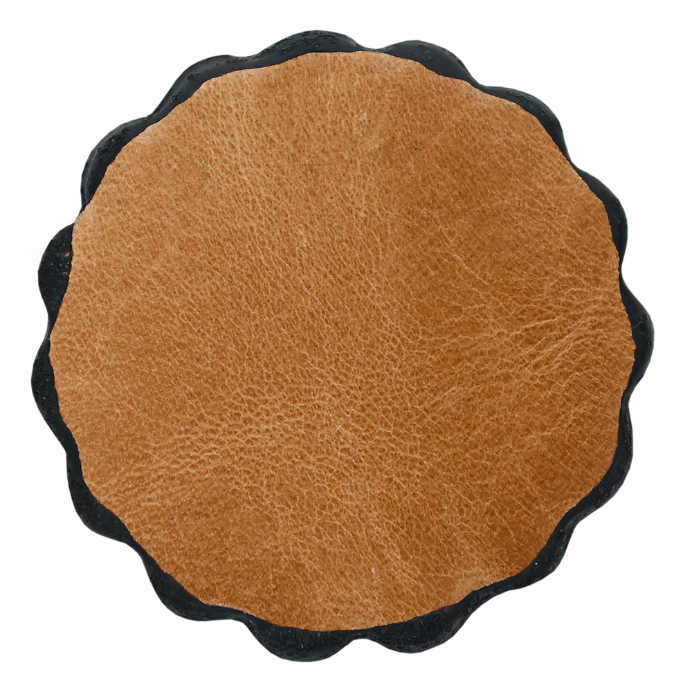 Hilason Plain Scalloped Leather Rosette Concho Saddle Tack Tan 1-3/4"