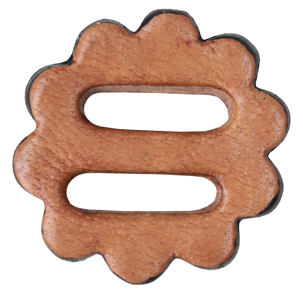 Slotted Leather Concho — Tan, 1-1/4"