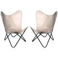 HILASON Genuine Leather Butterfly Chair Folding Lounge Modern Sling Accent Seat