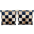 Leather Patchwork Throw Pillow Cover, Set of 2 - 16x16