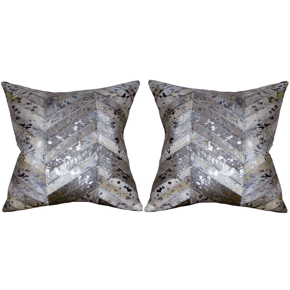 Hilason Cowhide Leather Hair-On Patchwork Cushion Pillow Cover