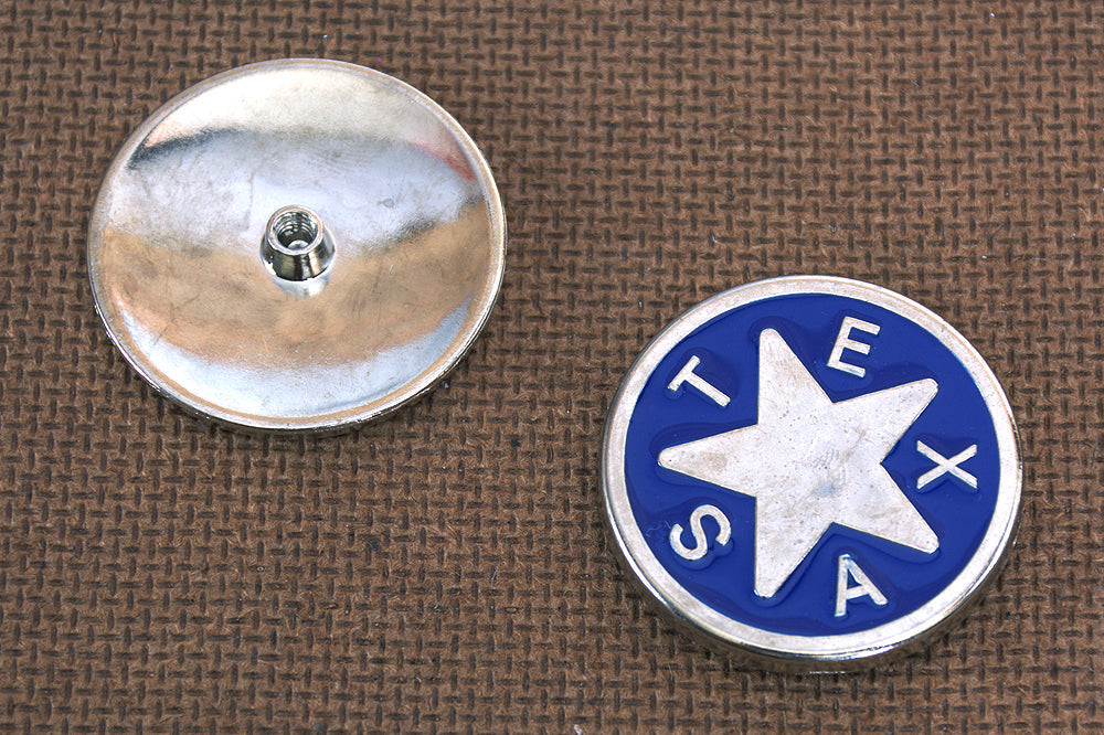 Hilason Nickel Round Concho Blue Enamel Texas Star Saddle Horse