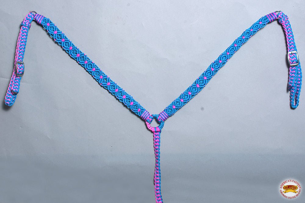 Hilason Horse Breast Collar Braided Paracord Pink / Black