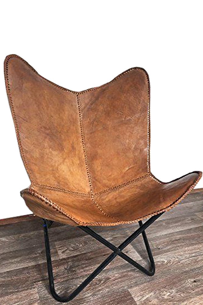 Genuine Leather Butterfly Chair Folding Lounge Seat