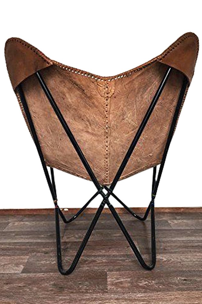 Genuine Leather Butterfly Chair Folding Lounge Seat