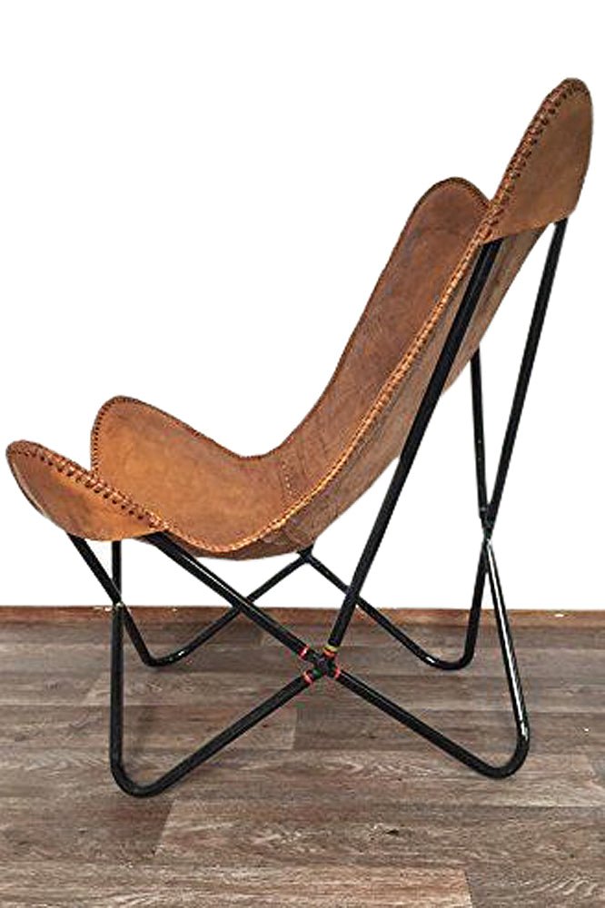 Genuine Leather Butterfly Chair Folding Lounge Seat